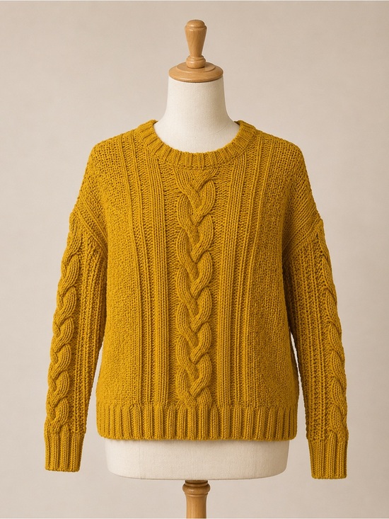 Aeropostale Sweaters - Aeropostale Mustard Cable Knit Crewneck Sweater